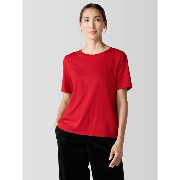 Eileen Fisher Women's $79 Organic Cotton Interlock Crew Neck Tee XXS - Picture 1 of 8